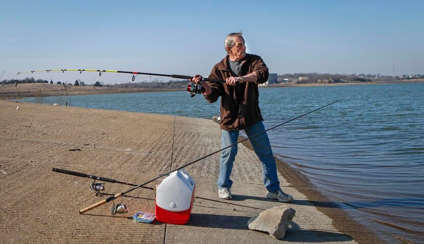 
Retiree Bob Bartson, who recently moved to Sachse from Las Vegas, fished from an East Fork...