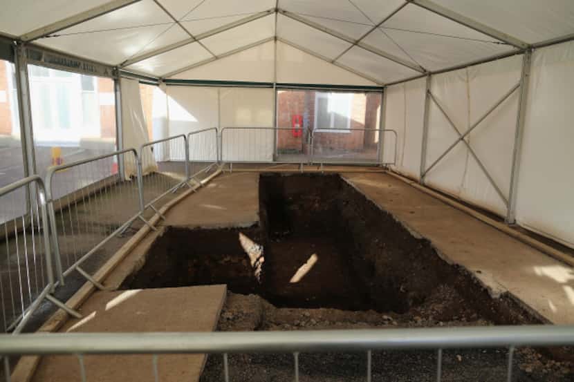 Under a tent in Leicester, England, is the excavation spot where the remains of King Richard...