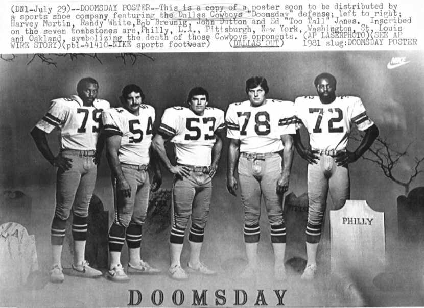 Dallas Cowboys Doomsday Defense poster for Nike in 1981. L-R Harvey Martin, Randy White, Bob...