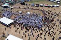 Hundreds of Kyles gather in Kyle, Texas, on Saturday, May 18, 2024, in the city’s fifth...