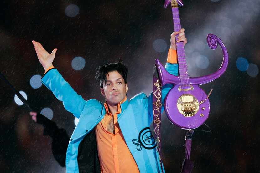 In this Feb. 4, 2007 file photo, Prince performs during halftime of the Super Bowl XLI...