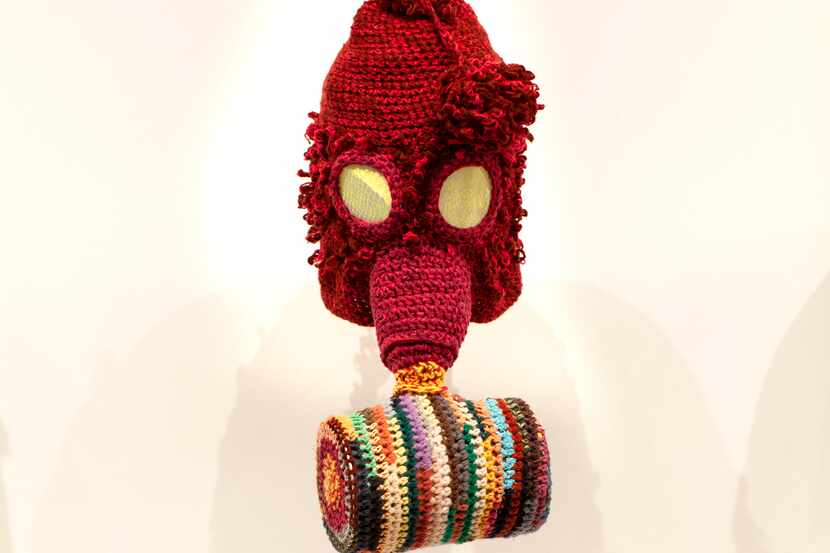 Nomin Bold's "Pupa Series," a 2020 yarn-and-mixed-media series, is on display at Liliana...