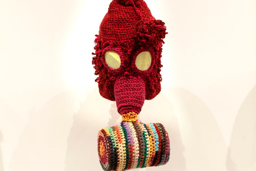 Nomin Bold's "Pupa Series," a 2020 yarn-and-mixed-media series, is on display at Liliana...
