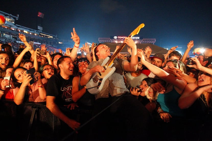 At Edgefest in 2014, Brad Shultz with Cage the Elephant jumped from the stage and performed...