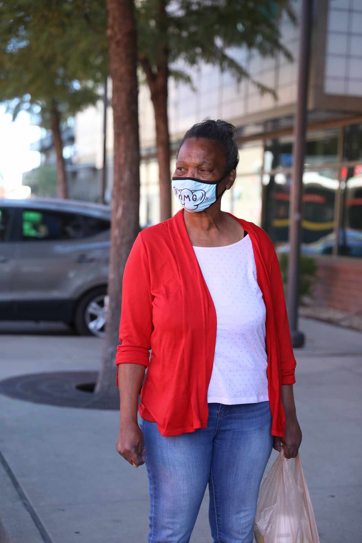 Patricia Freeman stands outside of The Bridge Homeless Recovery Center on November 19, 2021,...