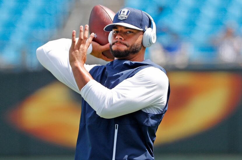 Dallas Cowboys quarterback Dak Prescott (4) is pictured before the Dallas Cowboys vs. the...