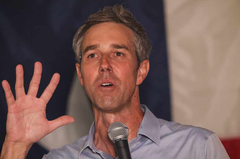 Beto O'Rourke speaks to a crowd on Thursday, April 21, 2022 at 903 Brewers in Sherman,...
