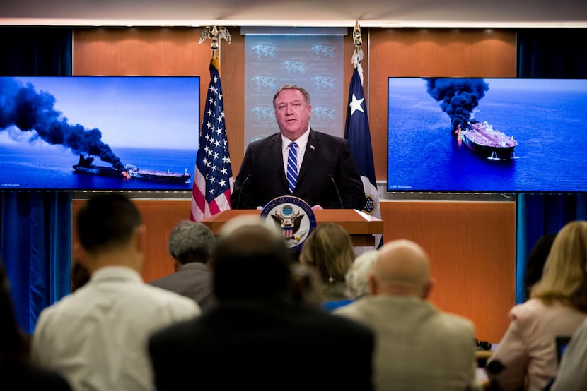 Secretary of State Mike Pompeo speaks at the State Department, Thursday, June 13, 2019, in...