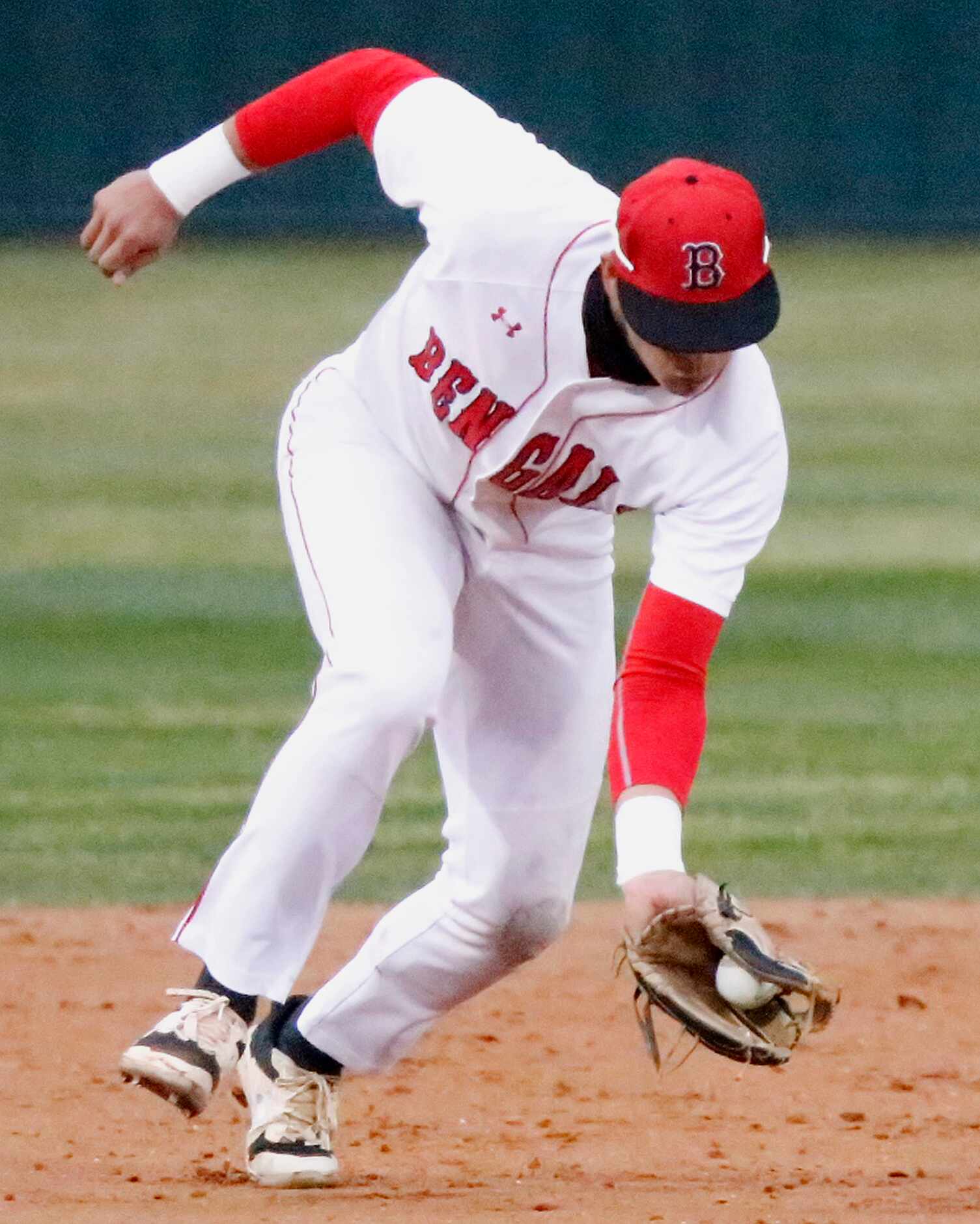 Braswell shortstop Jayson Jones (16) fields a grounder in the first inning as Denton...