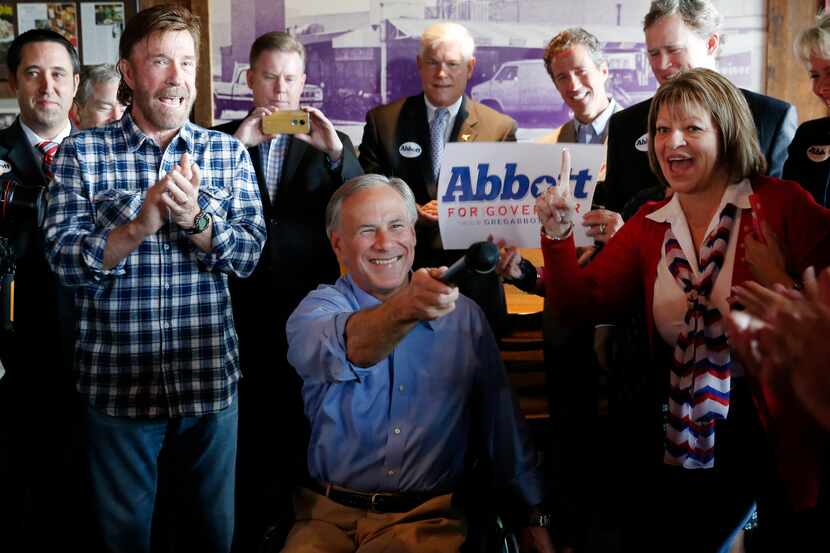  Greg Abbott campaigned with Chuck Norris in Dallas at Sonny Bryan's Smokehouse on the final...