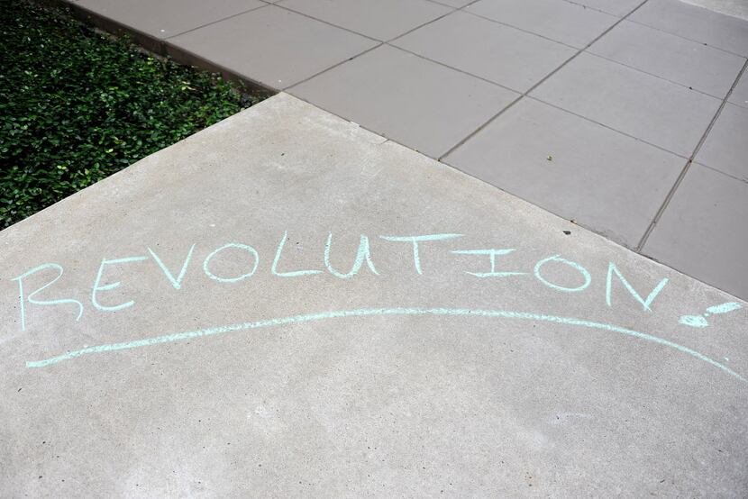 "Revolution!" at the Bryan Tower Chalk-tober Fest location in Dallas on Sunday, Oct. 21.
