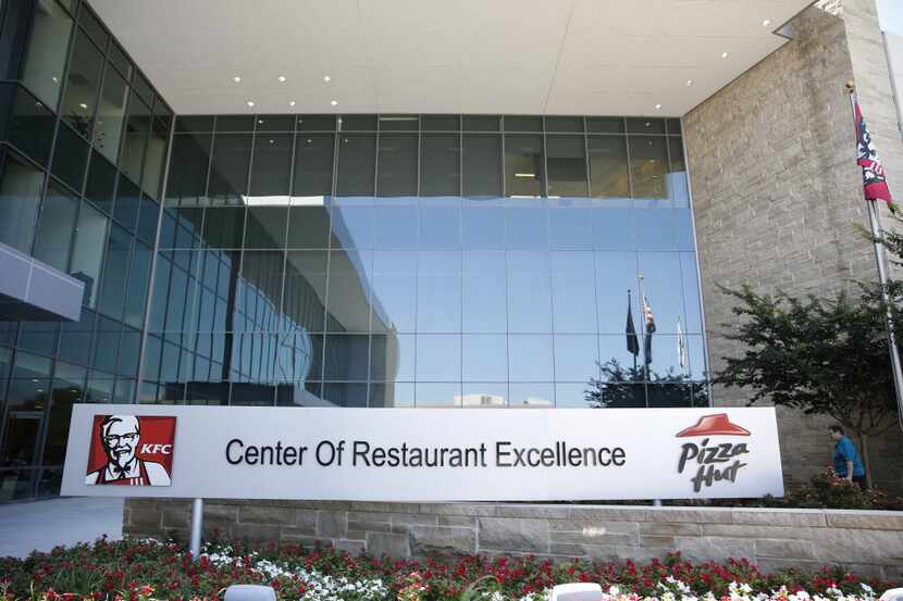 The main entrance at Pizza Hut's corporate office in Plano. (Vernon Bryant/The Dallas...