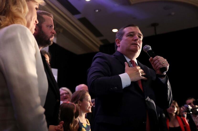 U.S. Sen. Ted Cruz, R-Texas, speaks to supporters during his election night gathering at the...