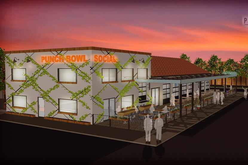 An artist's rendering of the Fort Worth location of Punch Bowl Social, an "eatertainment"...