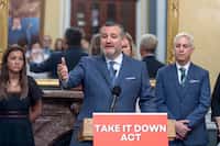 Sen. Ted Cruz, R-Texas, speaks about a bill to help protect victims of deepfakes and revenge...