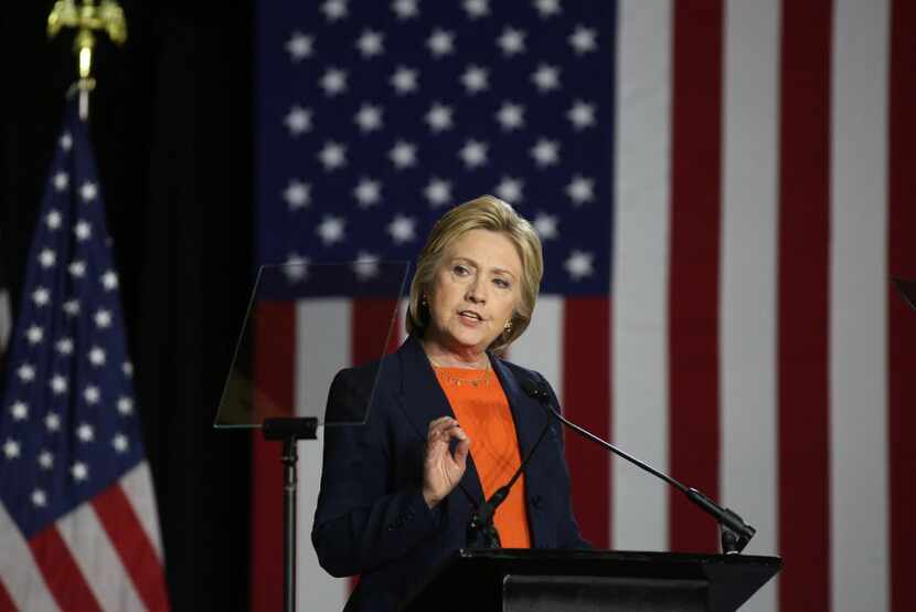  US Democratic presidential candidate Hillary Clinton speaks at a campaign rally in Balboa...