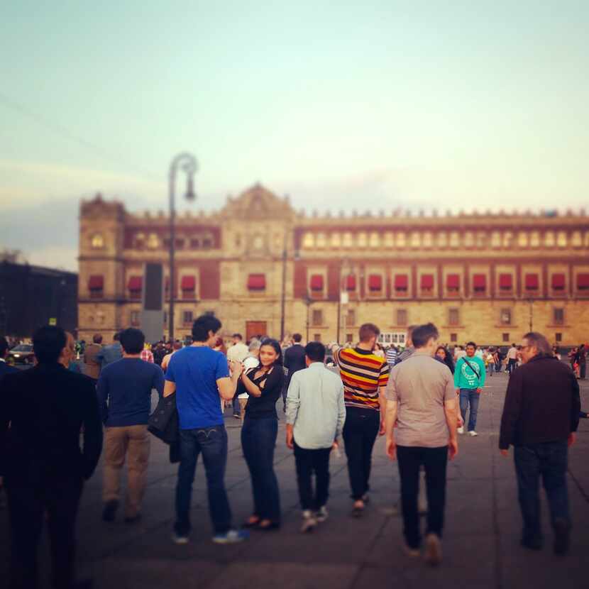 Some of the Tales on Tour contingent take in the city's grandiose Plaza de la Constitucion.