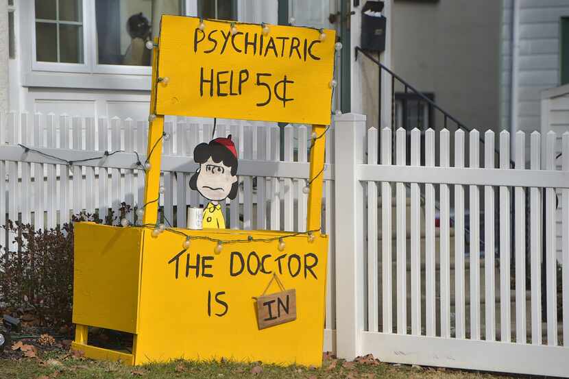 A re-creation of the Peanuts "Psychiatric Help" stand is seen in Upper Darby, Pa., on Jan....