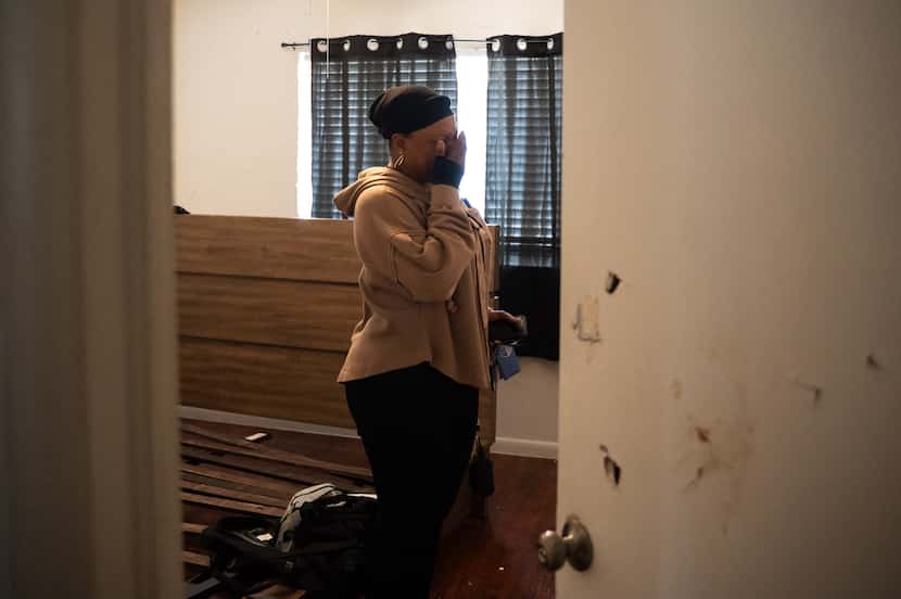 A family friend (name withheld by family) stands in the middle of Isis Adger’s bedroom as...