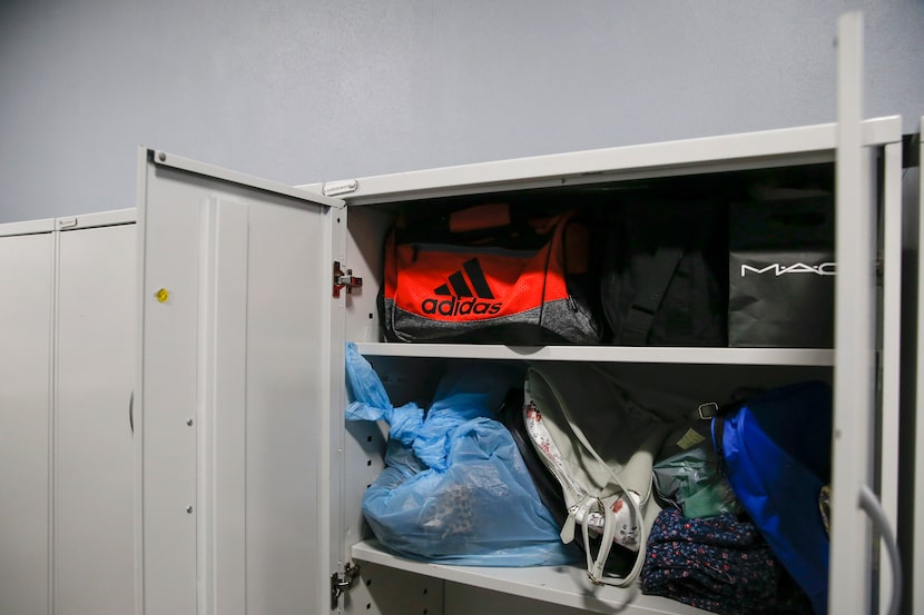 Items line the shelves of the lost and found office at Dallas Love Field.