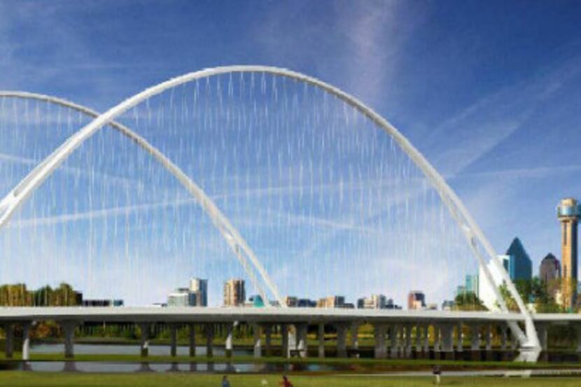 The Margaret McDermott Bridge will feature Santiago Calatrava-designed bicycle and...