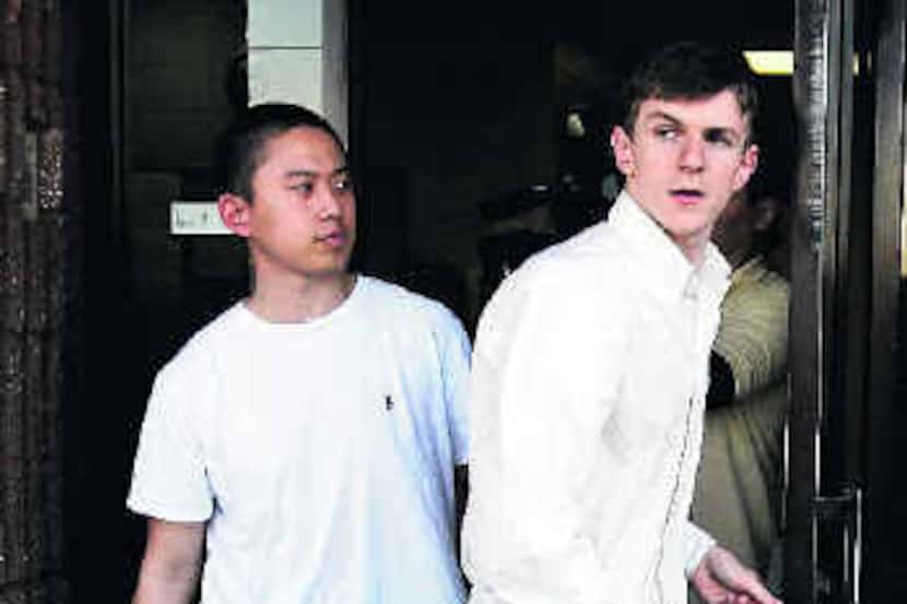 Stan Dai (left) and James O'Keefe left a Louisiana jail Tuesday after posting bail. Last...