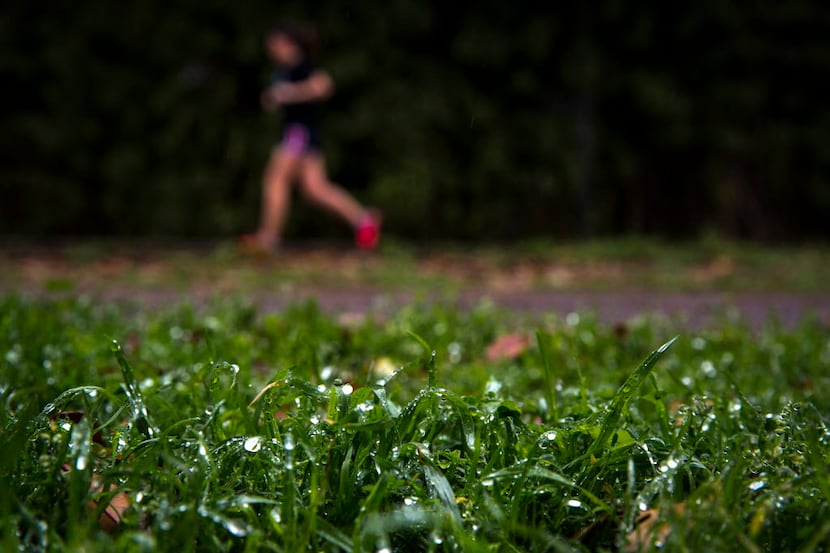  A runner jogs along the Katy Trail.