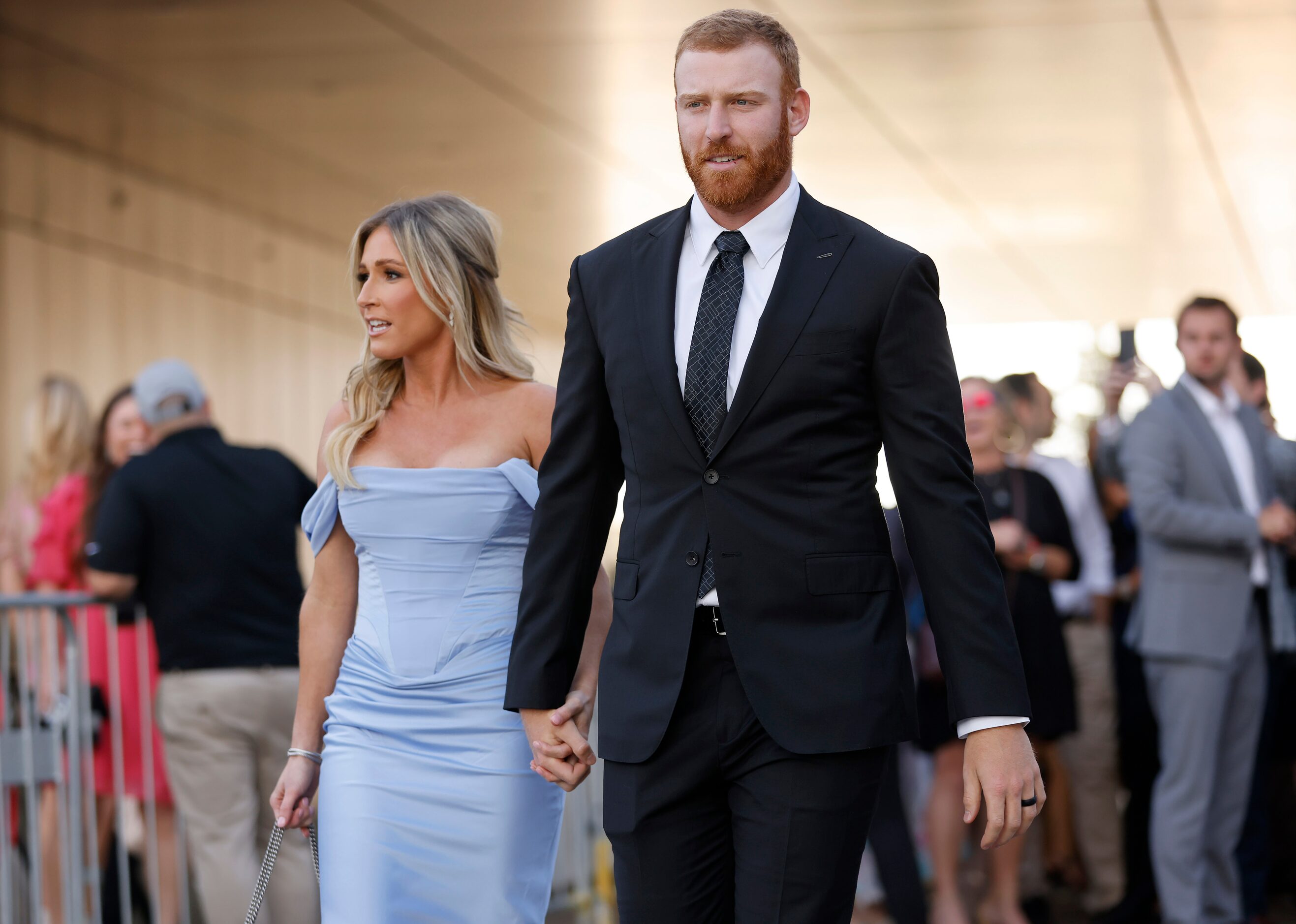 Dallas Cowboys quarterback Cooper Rush arrives to the Dallas Cowboys Season Kickoff event at...