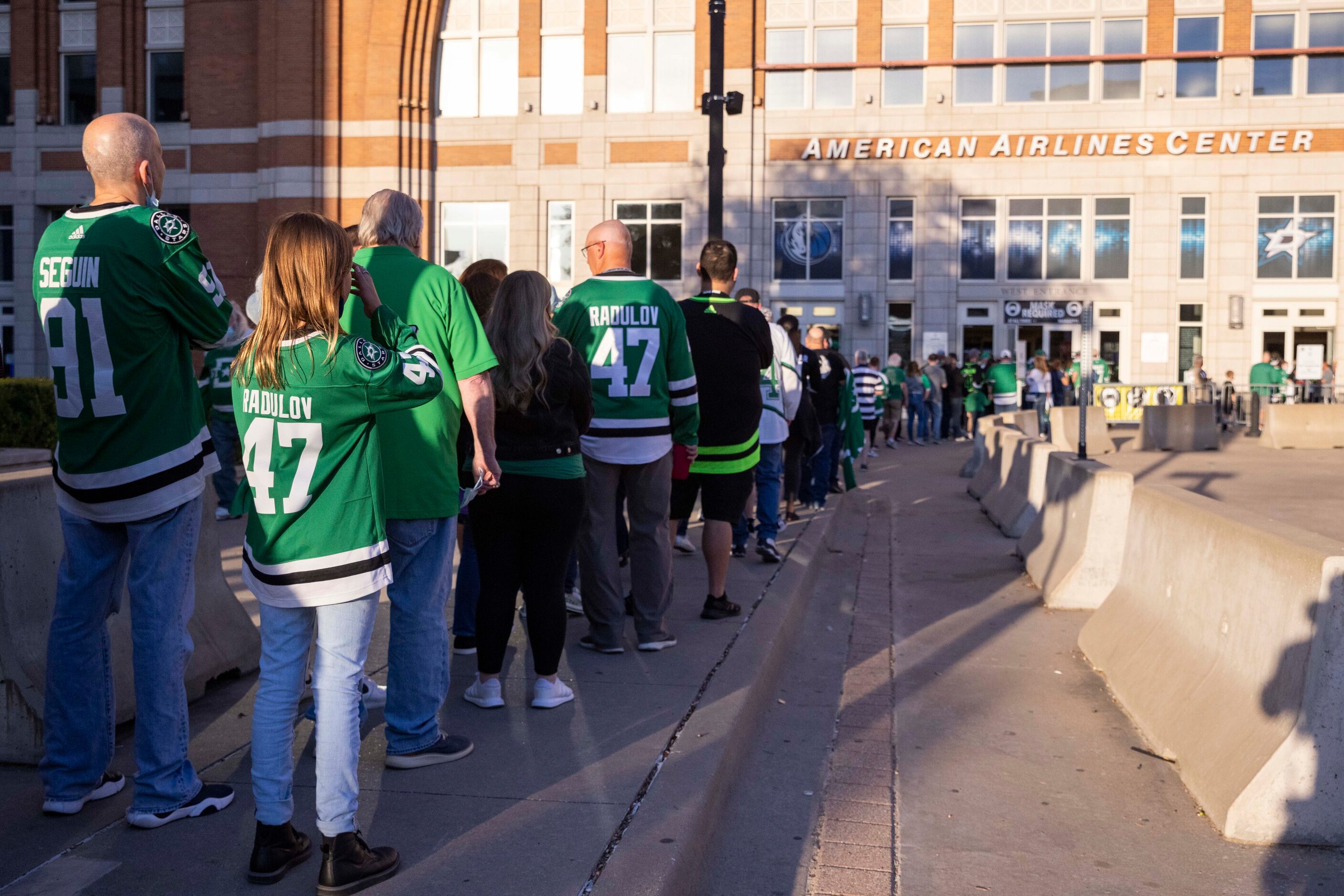 People lineup before the start of Dallas Stars home opener against the Los Angeles Kings on...