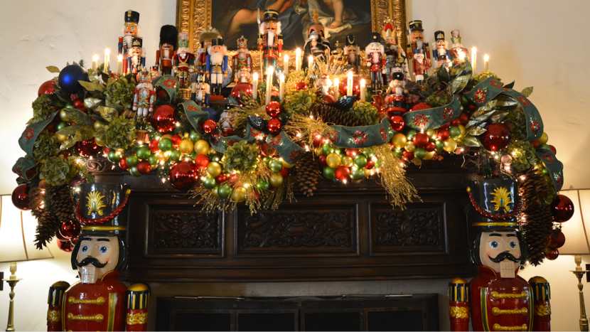 Mantel with festive decor