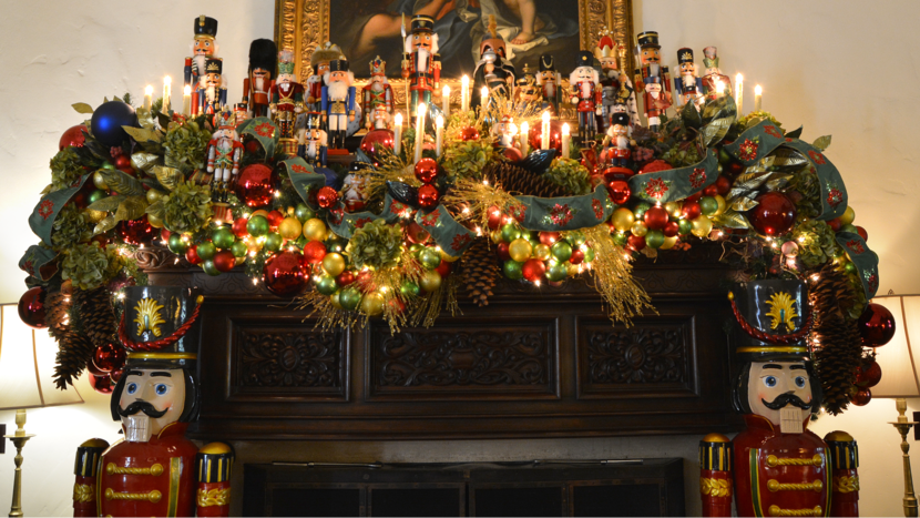 Mantel with festive decor