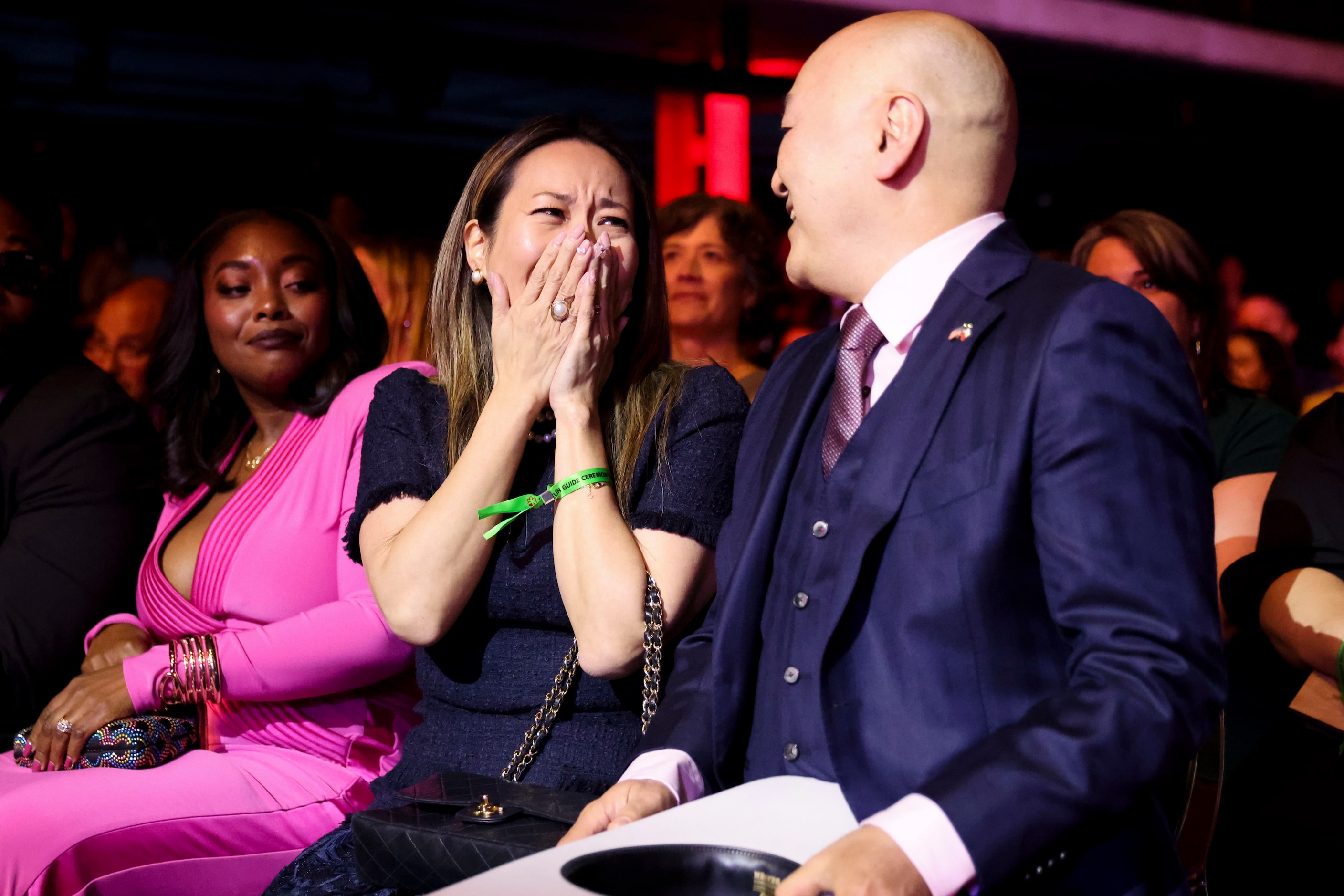 Hiroko Sekiguchi (left) reacts towards her husband Chef Tatsuya Sekiguchi of Tatsu Dallas...