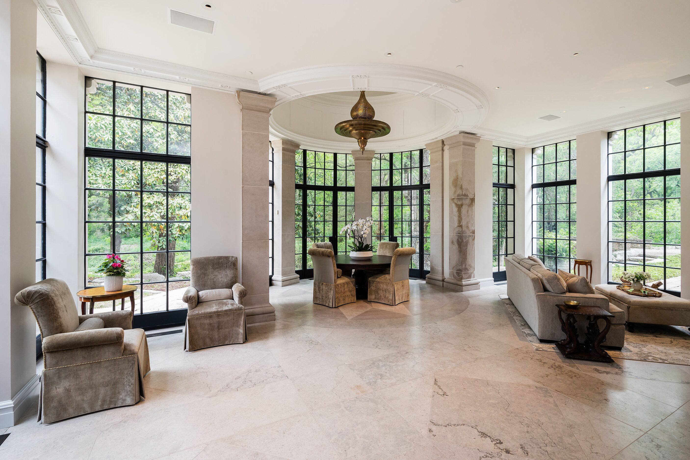 A breakfast room at the Crespi Estate.