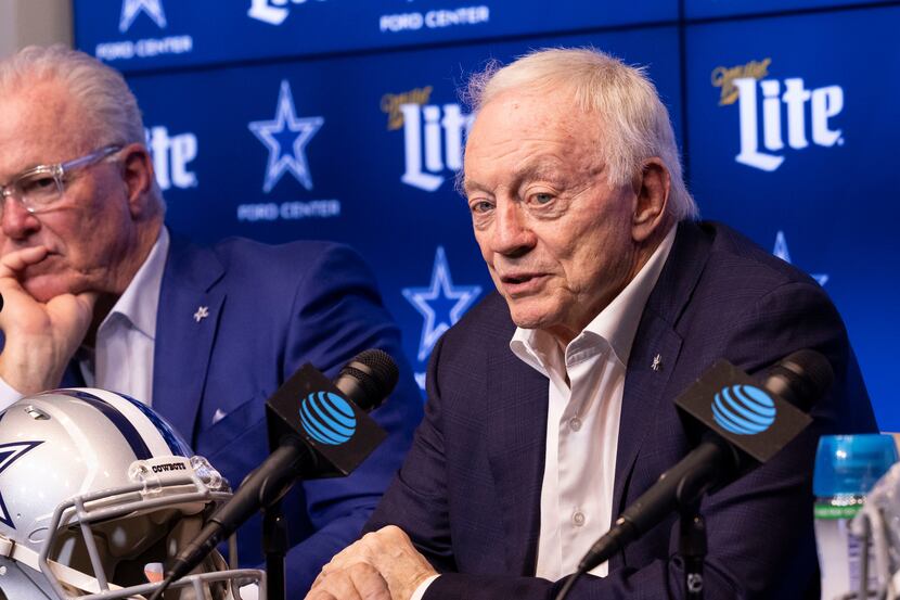 Dallas Cowboys owner Jerry Jones speaks at a press conference announcing former Tulsa OT...