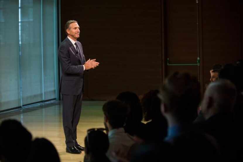 
Howard Schultz, president and CEO of Starbucks, received a standing ovation at a news...