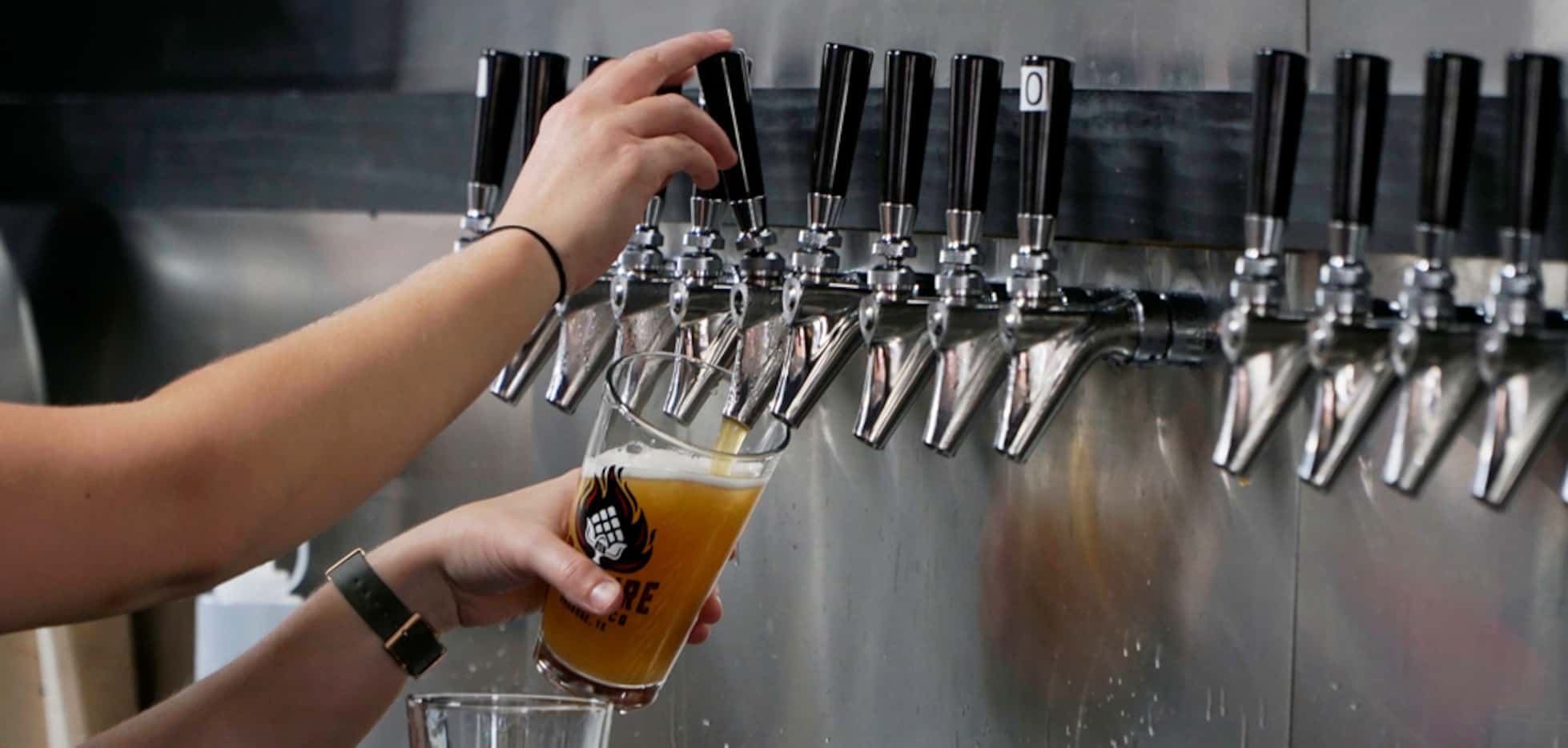 The beer was flowing during the grand opening of Soul Fire Brewing Co. in Roanoke, Texas on...