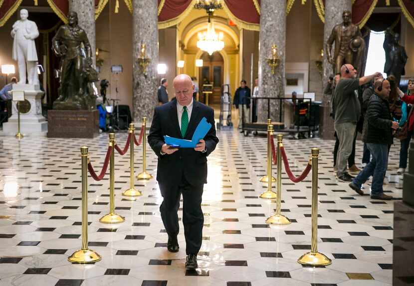 Rep. Kevin Brady, R-The Woodlands, heads to a meeting with House Speaker Paul Ryan, R-Wis.,...