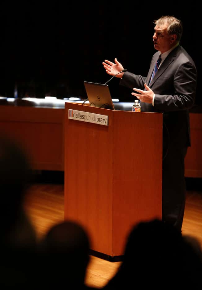 Dallas Mayor Mike Rawlings discusses the Mayor's Task Force on Poverty on Tuesday, Nov. 27,...