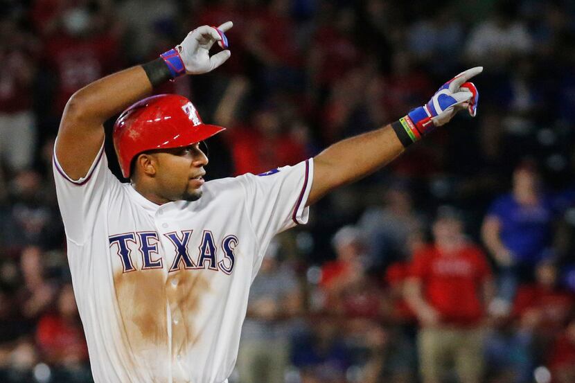 Texas Rangers shortstop Elvis Andrus (1) is pictured during the Los Angeles Angels vs. the...