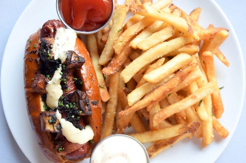 Black Truffle Foie Gras Hot Dog at Eight Bar and Patio in Chicago