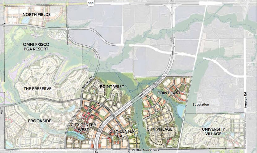 Preliminary plans for the 2,500-acre Fields project in Frisco show a combination of...