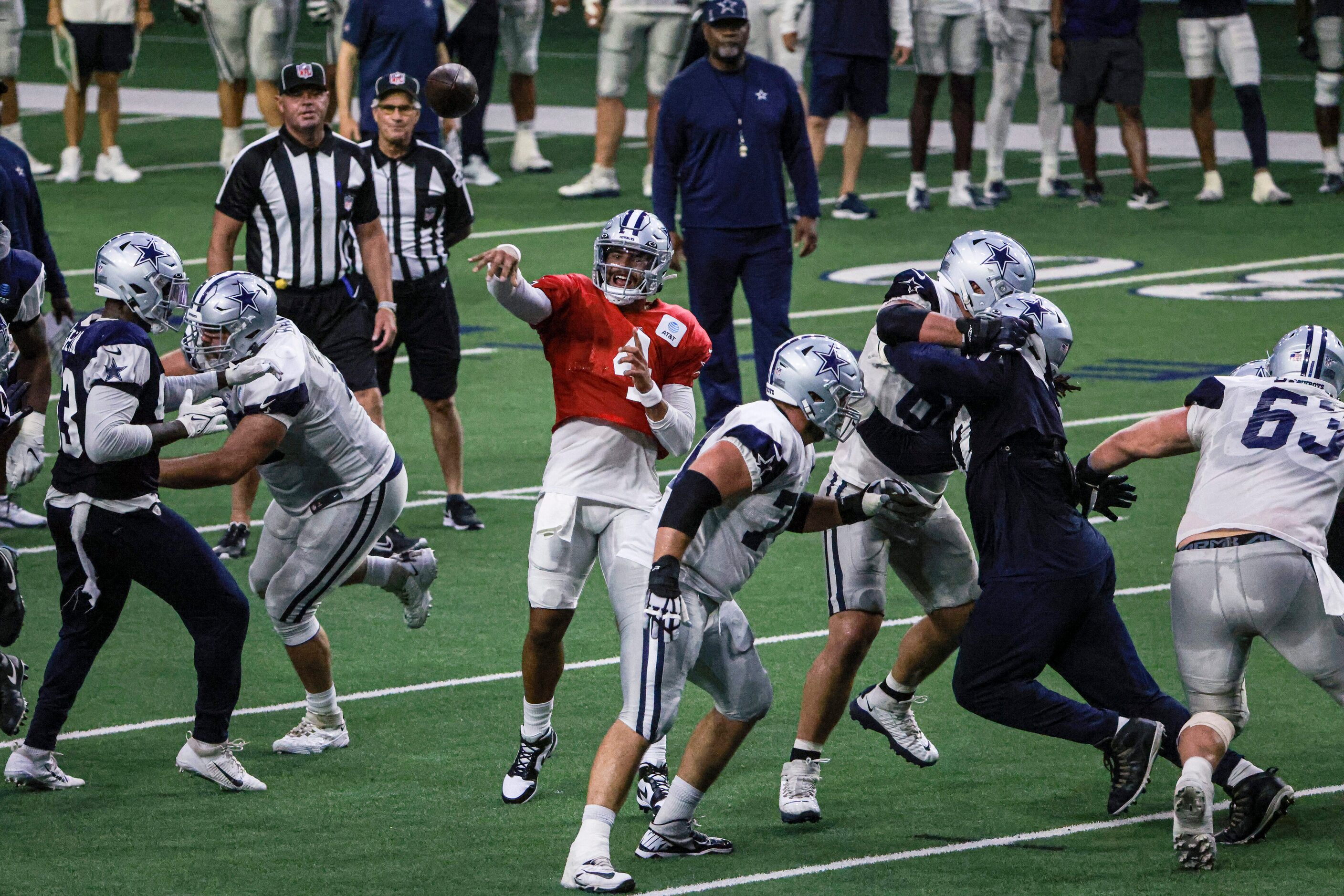 Dallas Cowboys quarterback Dak Prescott (4) throws the ball during the Dallas Cowboys...