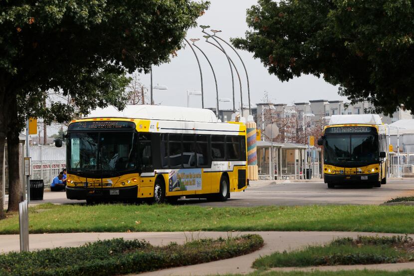 DART buses pick up and drop off passengers at DART's Mockingbird Station, one of the busiest...