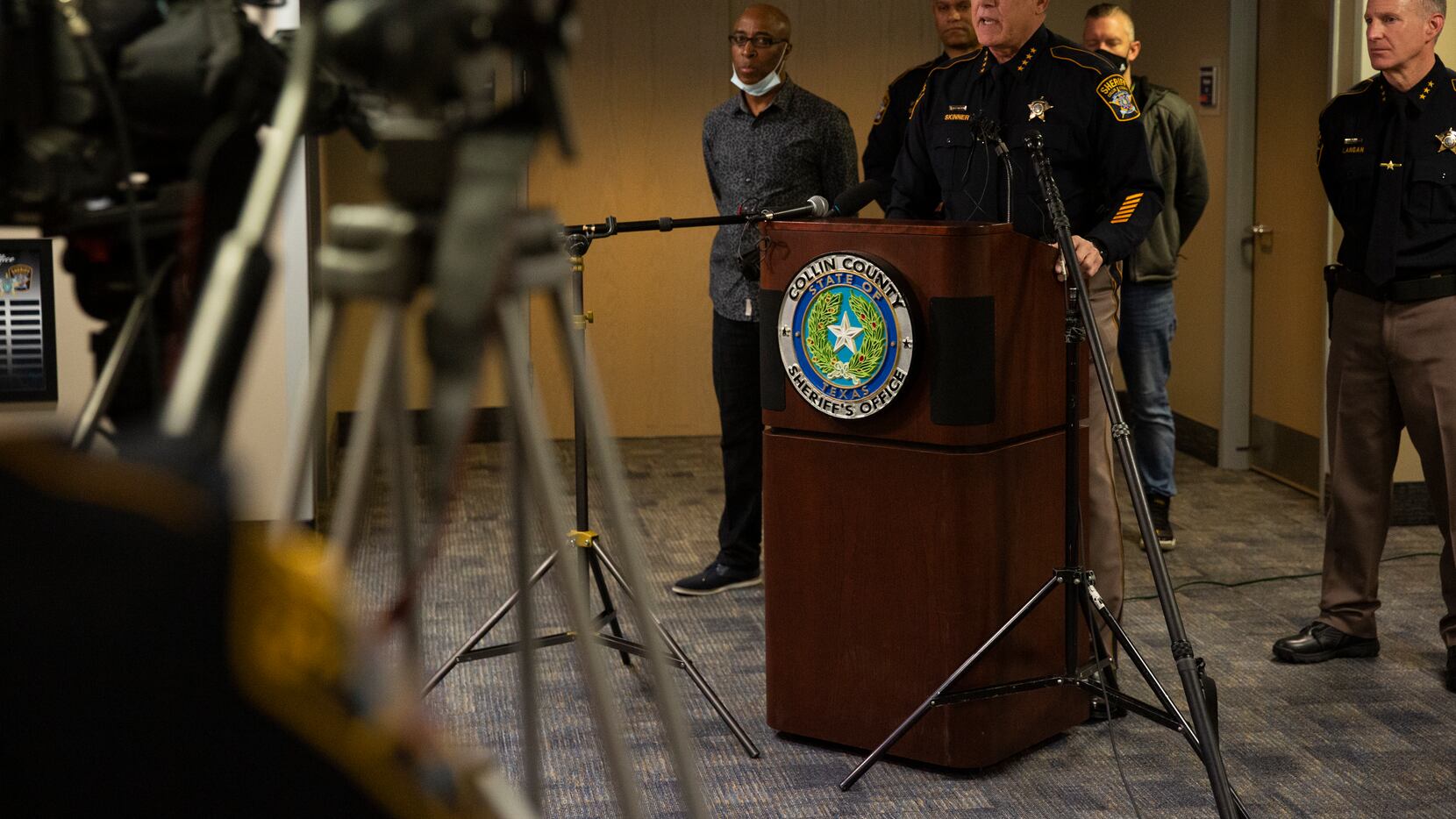 Collin County Sheriff Jim Skinner spoke at a news conference March 19 about the death of...