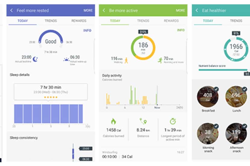 Creada por Samsung para los dispositivos Android, S Health lleva un registro de la actividad...