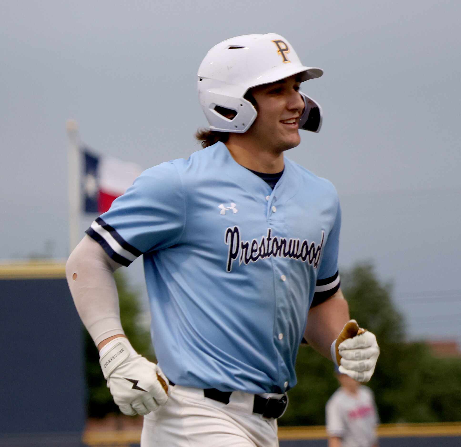 Prestonwood Christian Academy catcher AJ DePaolo (11) was all smiles as he rounded 3rd base...