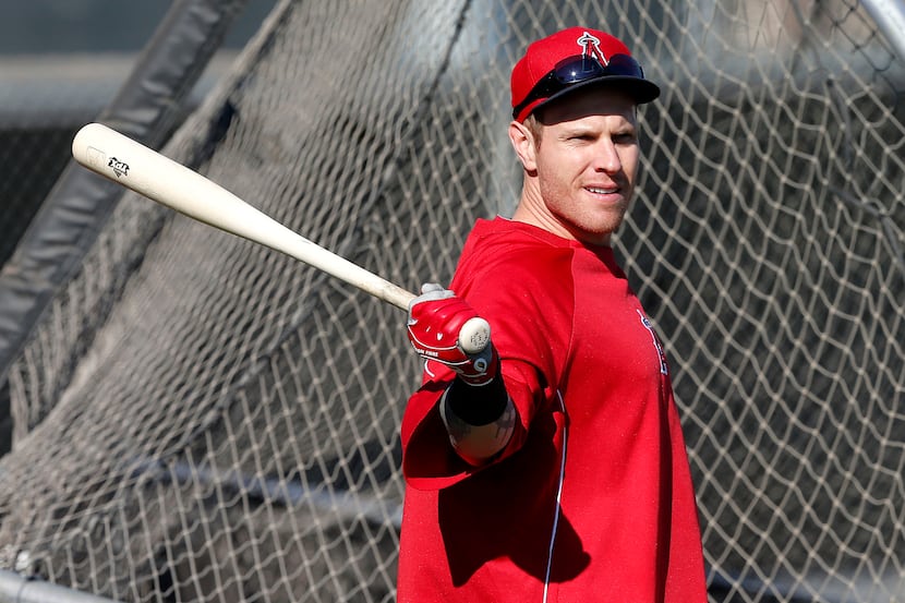 Los Angeles Angels' Josh Hamilton works out at the team's baseball spring training facility,...