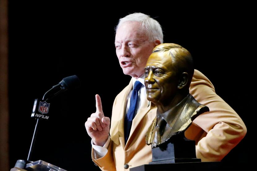2017 Pro Football Hall of Fame inductee and Dallas Cowboys owner and general manager Jerry...
