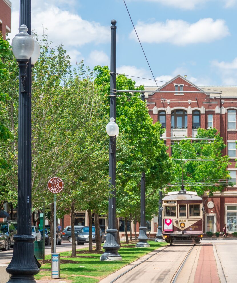 The McKinney Avenue Transit Authority, a nonprofit organization, operates the M-Line Trolley...