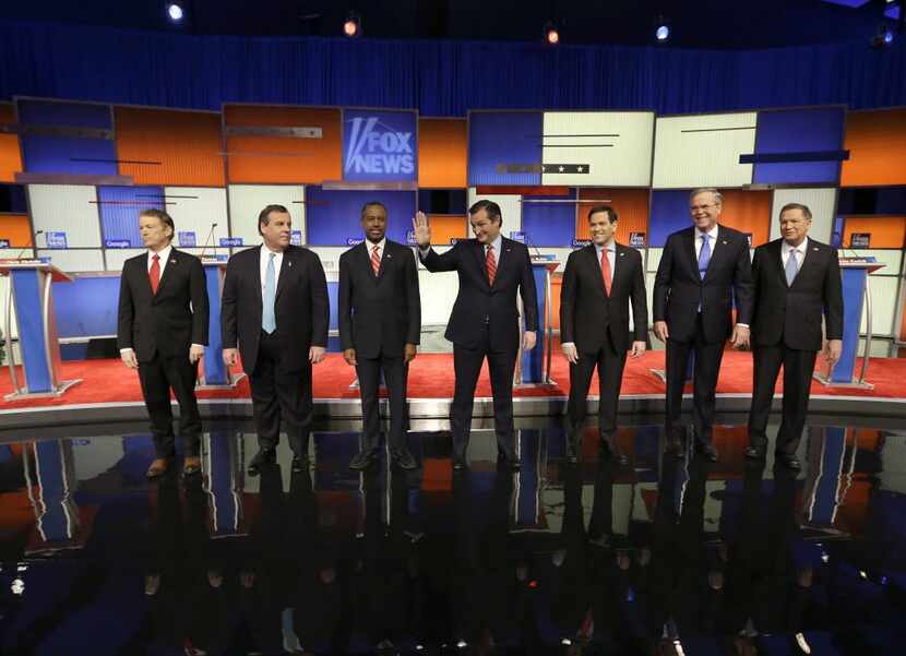Presidential candidates Rand Paul, Chris Christie, Ted Cruz, Marco Rubio, Jeb Bush and John...